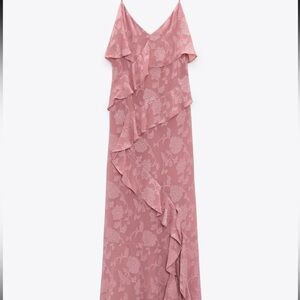 Zara Pink Asymmetrical Ruffle Sundress for Weddings